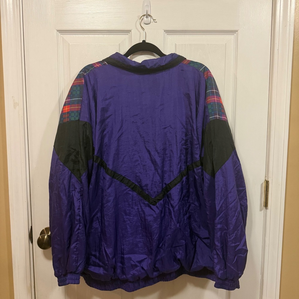 Active Exposure Vintage Purple Plaid Colorblock Windbreaker Jacket Womens 2X - Picture 5 of 16